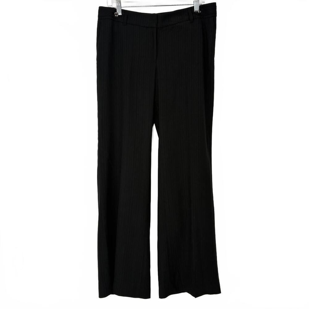 White House Black Market NWT Soft Twill Black Pinstriped Wide Leg Dress Pants